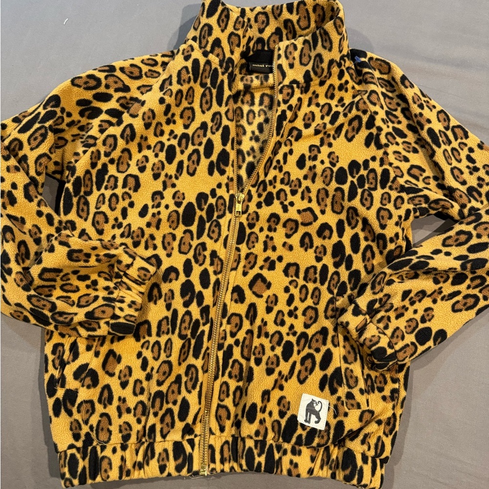 Fleece zip up/ leapord print